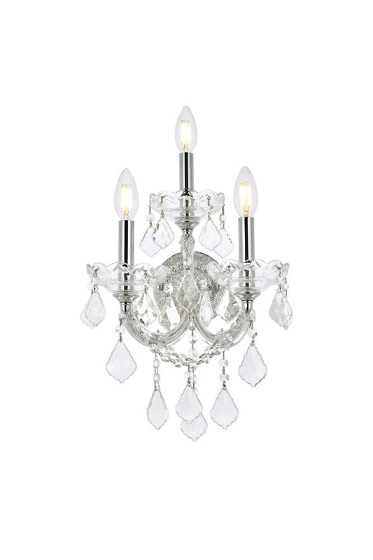 Elegant Furniture & Lighting - Maria Theresa 3 light Chrome Wall Sconce Clear Royal Cut Crystal - 2800W3C/RC veiw 1