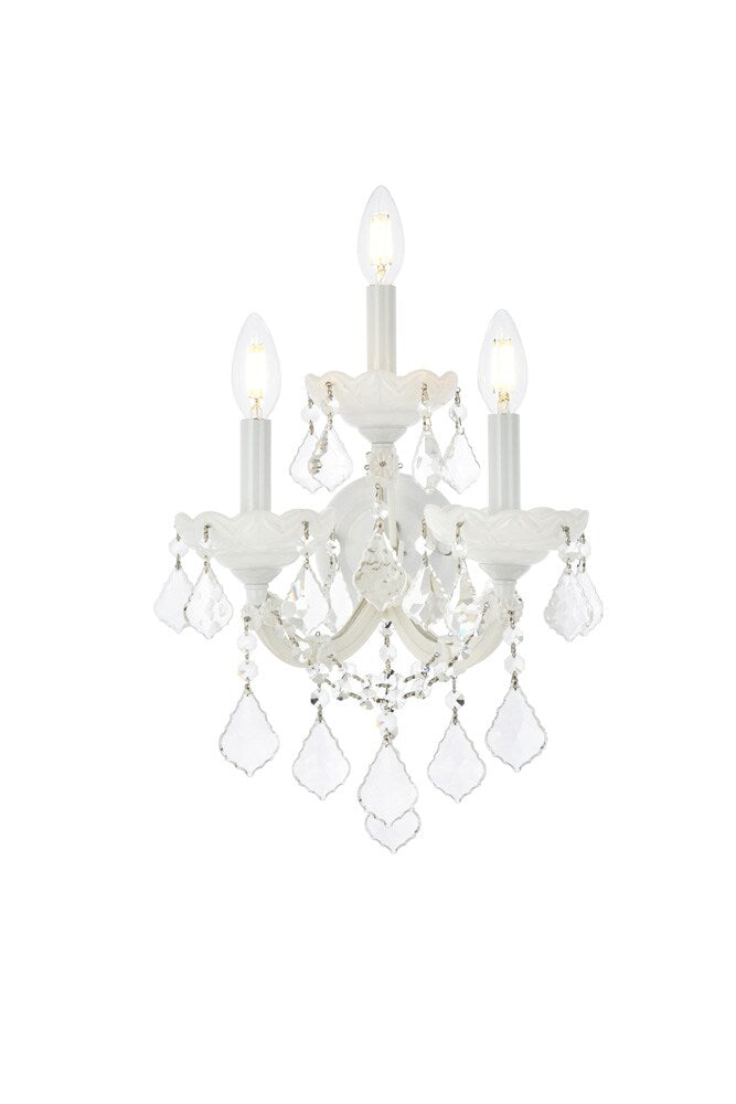 Elegant Furniture & Lighting - Maria Theresa 3 light white Wall Sconce Clear Royal Cut Crystal - 2800W3WH/RC veiw 1