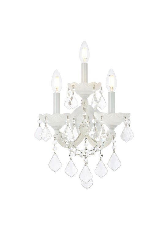 Elegant Furniture & Lighting - Maria Theresa 3 light white Wall Sconce Clear Royal Cut Crystal - 2800W3WH/RC veiw 1