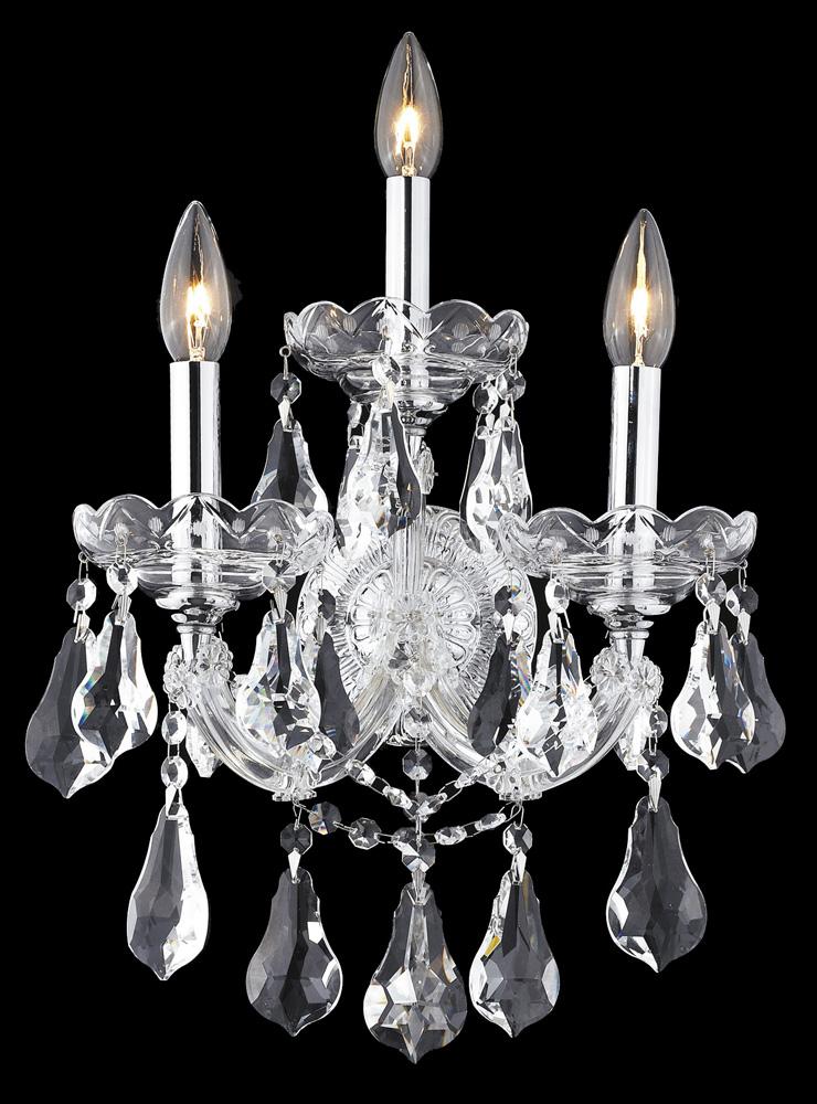 Elegant Furniture & Lighting - Maria Theresa 3 light Chrome Wall Sconce Clear Royal Cut Crystal - 2801W3C/RC veiw 1
