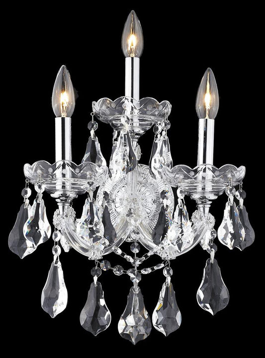 Elegant Furniture & Lighting - Maria Theresa 3 light Chrome Wall Sconce Clear Royal Cut Crystal - 2801W3C/RC veiw 1
