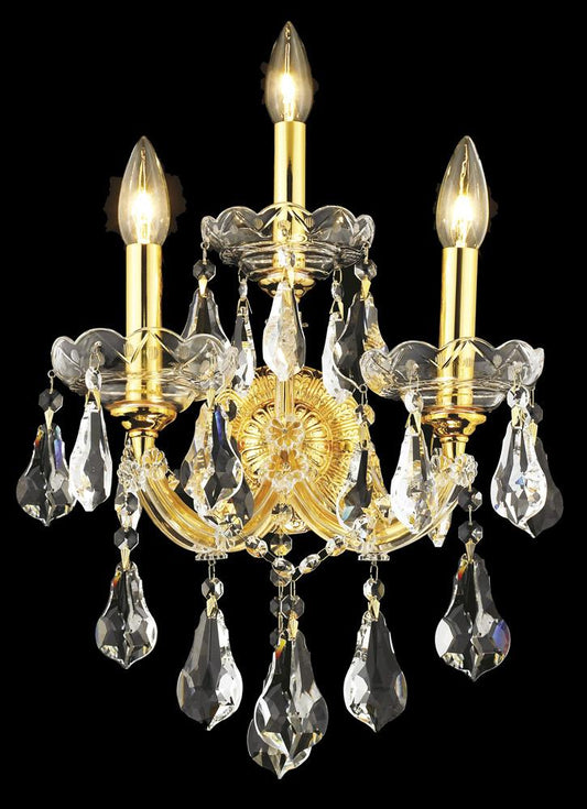 Elegant Furniture & Lighting - Maria Theresa 3 light Gold Wall Sconce Clear Royal Cut Crystal - 2801W3G/RC veiw 1