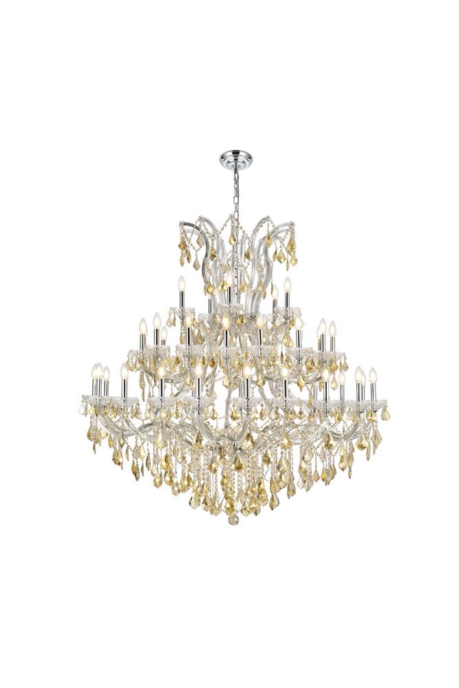 Elegant Furniture & Lighting - Maria Theresa 41 light Chrome Chandelier Golden Teak (Smoky) Royal Cut Crystal - 2800G52C-GT/RC veiw 1