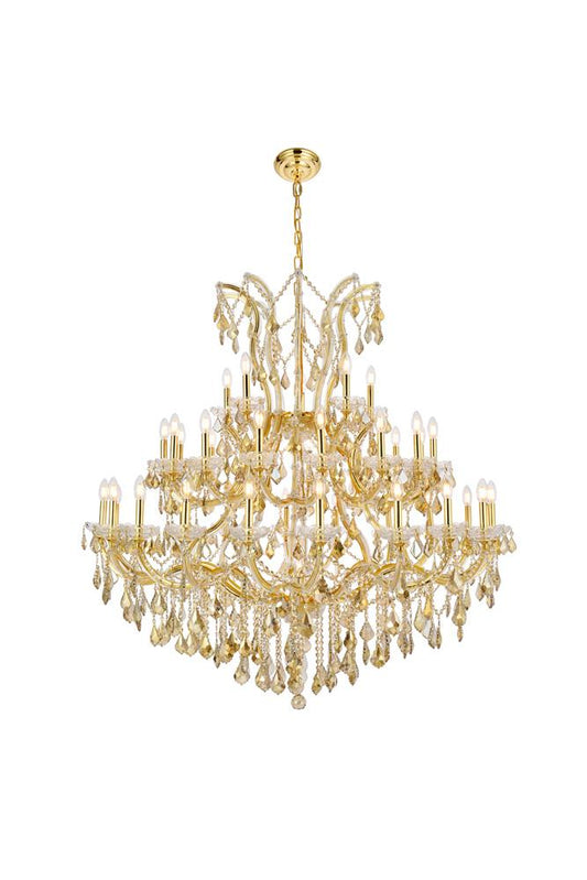 Elegant Furniture & Lighting - Maria Theresa 41 light Gold Chandelier Golden Teak (Smoky) Royal Cut Crystal - 2800G52G-GT/RC veiw 1