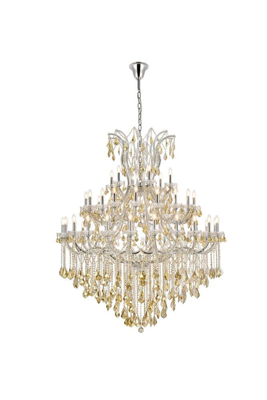 Elegant Furniture & Lighting - Maria Theresa 49 light Chrome Chandelier Golden Teak (Smoky) Royal Cut Crystal - 2800G60C-GT/RC veiw 1