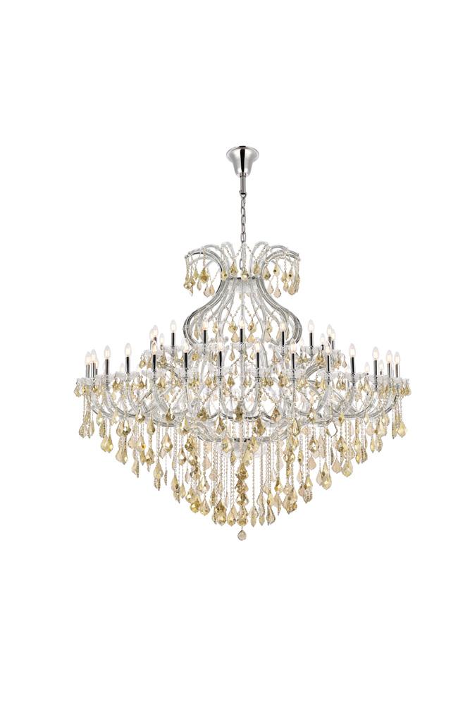 Elegant Furniture & Lighting - Maria Theresa 49 light Chrome Chandelier Golden Teak (Smoky) Royal Cut Crystal - 2800G72C-GT/RC veiw 1