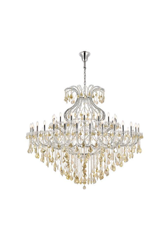 Elegant Furniture & Lighting - Maria Theresa 49 light Chrome Chandelier Golden Teak (Smoky) Royal Cut Crystal - 2800G72C-GT/RC veiw 1