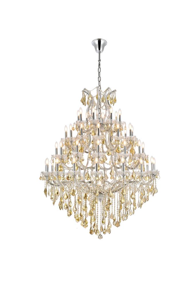 Elegant Furniture & Lighting - Maria Theresa 49 light Chrome Chandelier Golden Teak (Smoky) Royal Cut Crystal - 2800G46C-GT/RC veiw 1