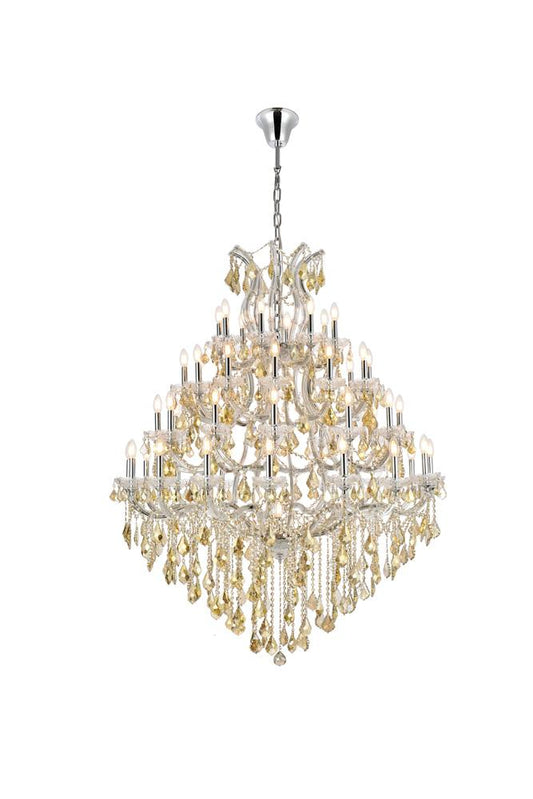Elegant Furniture & Lighting - Maria Theresa 49 light Chrome Chandelier Golden Teak (Smoky) Royal Cut Crystal - 2800G46C-GT/RC veiw 1