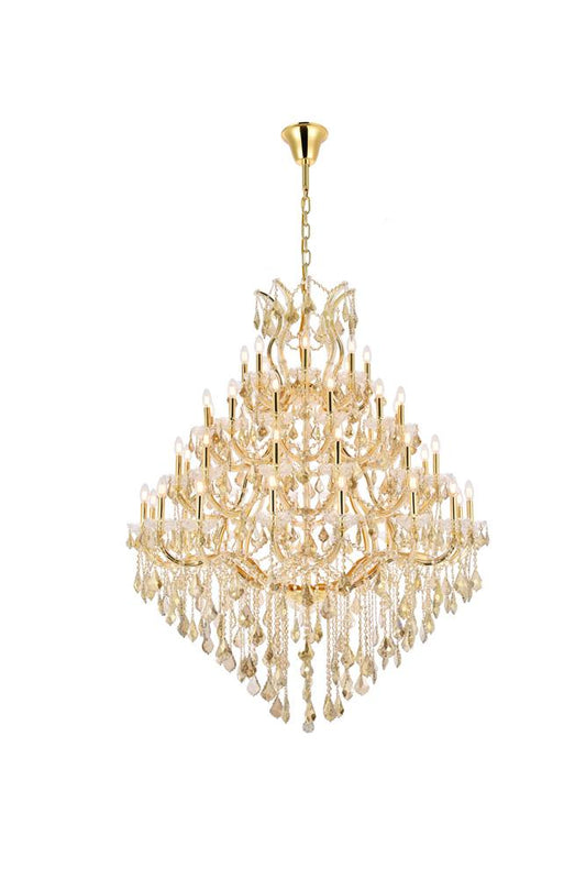 Elegant Furniture & Lighting - Maria Theresa 49 light Gold Chandelier Golden Teak (Smoky) Royal Cut Crystal - 2800G46G-GT/RC veiw 1