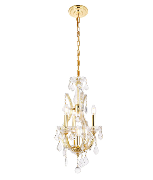 Elegant Furniture & Lighting - Maria Theresa 4 light Gold Pendant Clear Royal Cut Crystal - 2800D12G/RC veiw 1