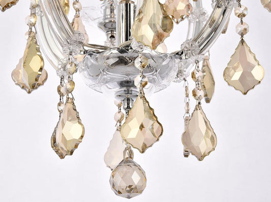Elegant Furniture & Lighting - Maria Theresa 4 light Chrome Pendant Golden Teak (Smoky) Royal Cut Crystal - 2800D12C-GT/RC veiw 2