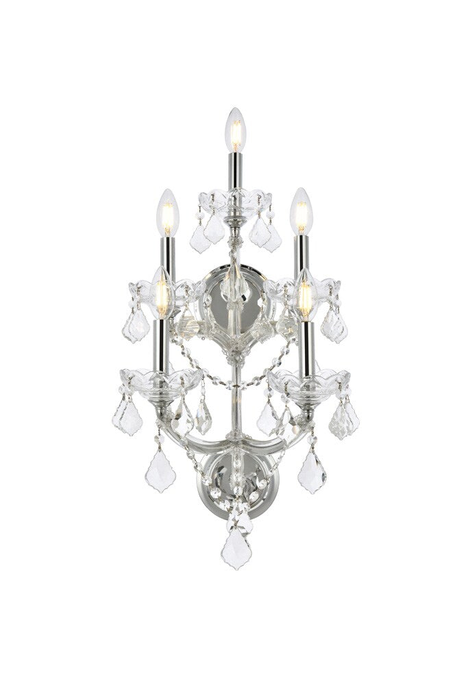 Elegant Furniture & Lighting - Maria Theresa 5 light Chrome Wall Sconce Clear Royal Cut Crystal - 2800W5C/RC veiw 1