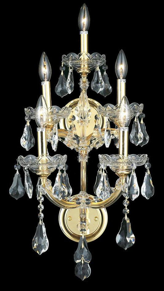 Elegant Furniture & Lighting - Maria Theresa 5 light Gold Wall Sconce Clear Royal Cut Crystal - 2801W5G/RC veiw 1