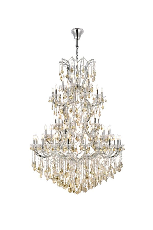 Elegant Furniture & Lighting - Maria Theresa 61 light Chrome Chandelier Golden Teak (Smoky) Royal Cut Crystal - 2800G54C-GT/RC veiw 1