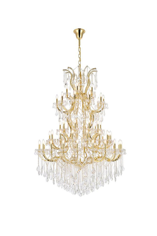 Elegant Furniture & Lighting - Maria Theresa 61 light Gold Chandelier Golden Teak (Smoky) Royal Cut Crystal - 2800G54G-GT/RC veiw 1