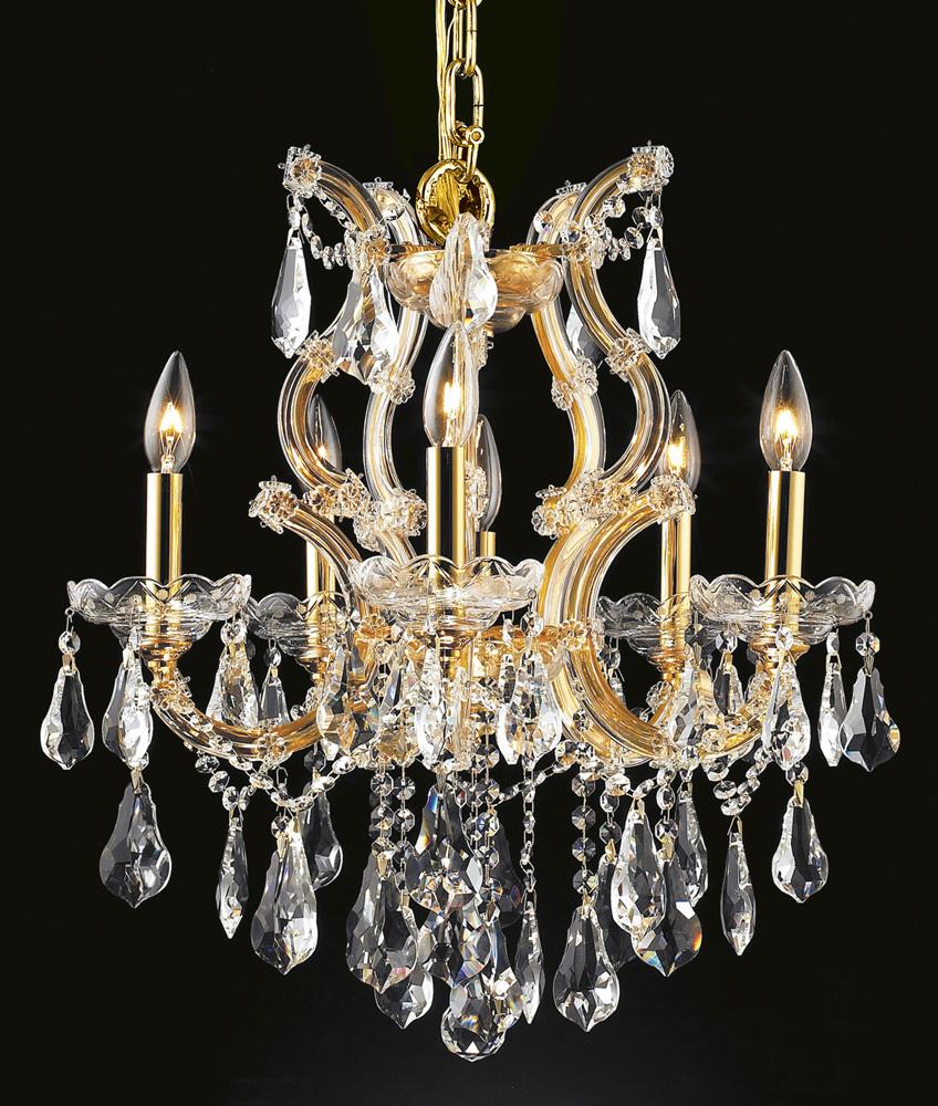 Elegant Furniture & Lighting - Maria Theresa 6 light Gold Chandelier Clear Royal Cut Crystal - 2801D20G/RC veiw 1