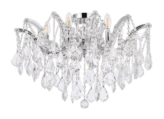 Elegant Furniture & Lighting - Maria Theresa 6 light Chrome Flush Mount Clear Royal Cut Crystal - 2800F24C/RC veiw 1