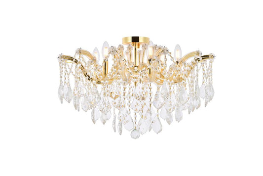 Elegant Furniture & Lighting - Maria Theresa 6 light Gold Flush Mount Clear Royal Cut Crystal - 2800F24G/RC veiw 1