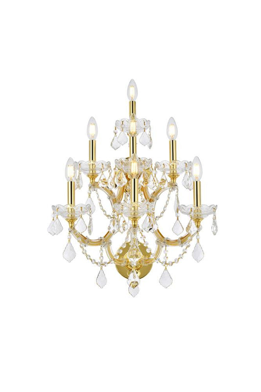 Elegant Furniture & Lighting - Maria Theresa 7 light Gold Wall Sconce Clear Royal Cut Crystal - 2800W7G/RC veiw 1