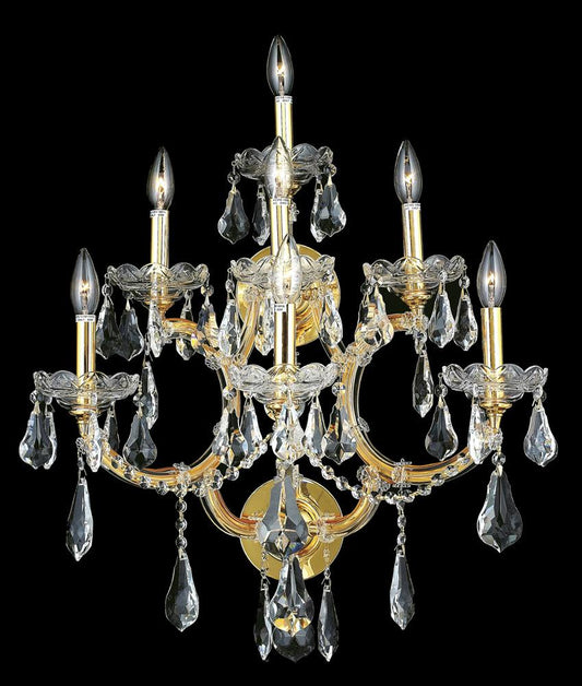 Elegant Furniture & Lighting - Maria Theresa 7 light Gold Wall Sconce Clear Royal Cut Crystal - 2801W7G/RC veiw 1