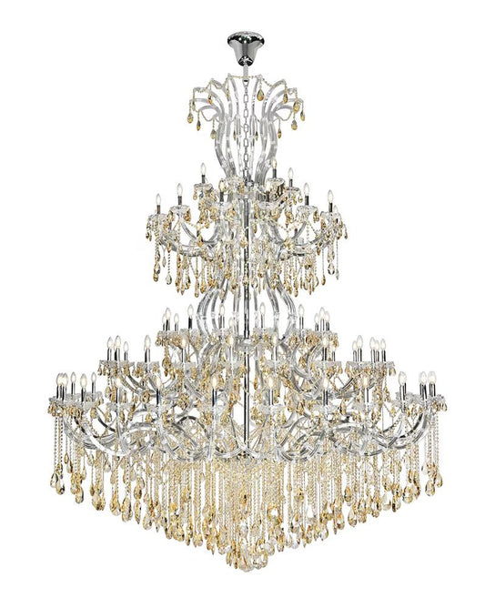 Elegant Furniture & Lighting - Maria Theresa 84 light Chrome Chandelier with Golden Shadow tear drop crystals Golden Shadow (Champagne) Royal Cut Crystal - 2803G120C-GS/RC veiw 1