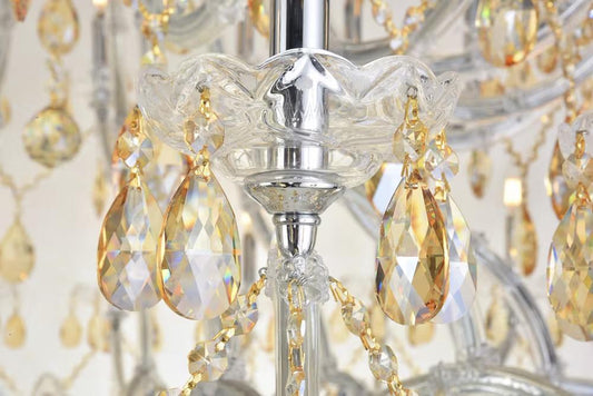 Elegant Furniture & Lighting - Maria Theresa 84 light Chrome Chandelier with Golden Shadow tear drop crystals Golden Shadow (Champagne) Royal Cut Crystal - 2803G120C-GS/RC veiw 2
