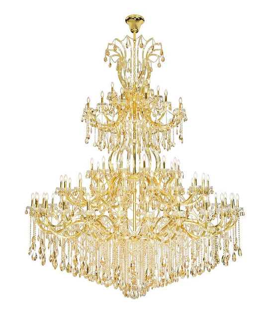 Elegant Furniture & Lighting - Maria Theresa 84 light Gold Chandelier with Golden Shadow tear drop crystals Golden Shadow (Champagne) Royal Cut Crystal - 2803G120G-GS/RC veiw 1