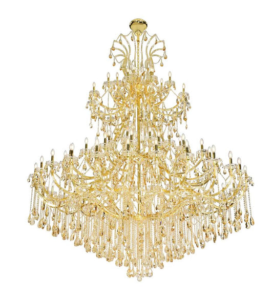 Elegant Furniture & Lighting - Maria Theresa 84 light Gold Chandelier with Golden Shadow tear drop crystals Golden Shadow (Champagne) Royal Cut Crystal - 2803G120G-GS/RC veiw 2