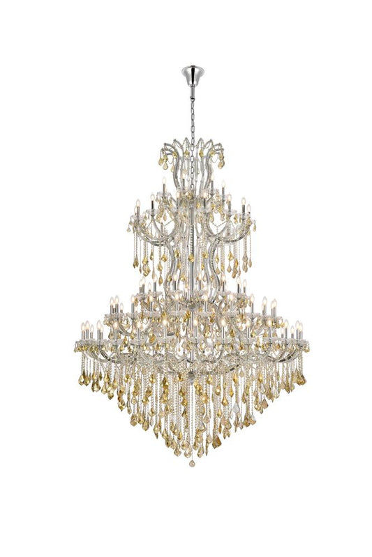 Elegant Furniture & Lighting - Maria Theresa 84 light Chrome Chandelier Golden Teak (Smoky) Royal Cut Crystal - 2800G96C-GT/RC veiw 1