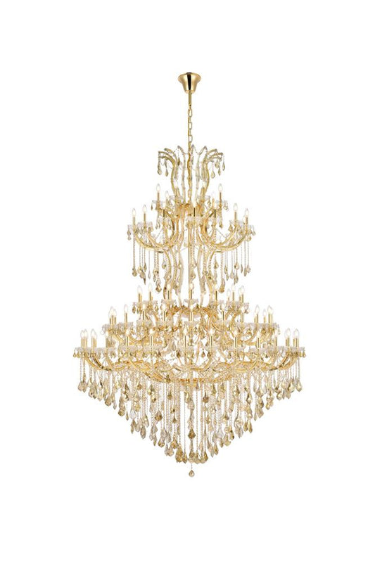 Elegant Furniture & Lighting - Maria Theresa 84 light Gold Chandelier Golden Teak (Smoky) Royal Cut Crystal - 2800G96G-GT/RC veiw 1