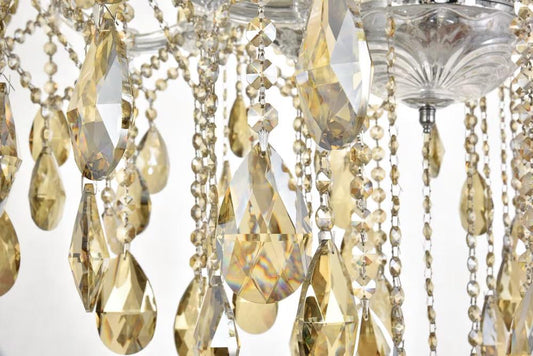 Elegant Furniture & Lighting - Maria Theresa 84 light Chrome Chandelier with Golden Teak tear drop crystals Golden Teak (Smoky) Royal Cut Crystal - 2803G120C-GT/RC veiw 3