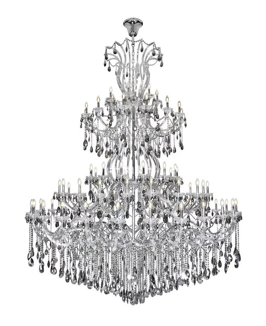 Elegant Furniture & Lighting - Maria Theresa 84 light Chrome Chandelier with Silver Shade tear drop crystalsSilver Shade (Grey) Royal Cut Crystal - 2803G120C-SS/RC veiw 1