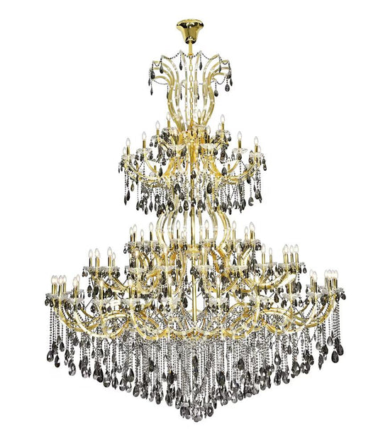 Elegant Furniture & Lighting - Maria Theresa 84 light Gold Chandelier with Silver Shade tear drop crystalsSilver Shade (Grey) Royal Cut Crystal - 2803G120G-SS/RC veiw 1