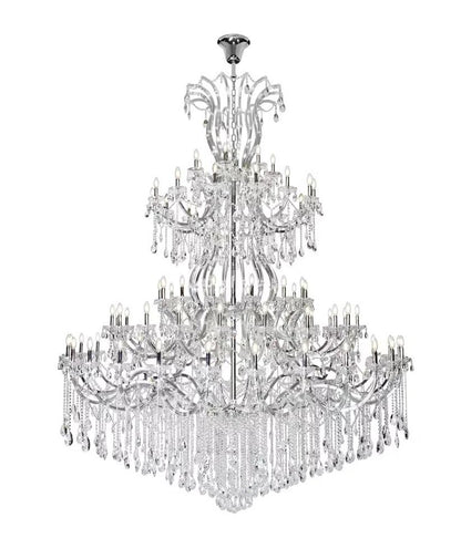 Elegant Furniture & Lighting - Maria Theresa 84 light Chrome Chandelier with clear tear drop crystals Clear Royal Cut Crystal - 2803G120C/RC veiw 1