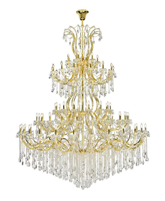 Elegant Furniture & Lighting - Maria Theresa 84 light Gold Chandelier with clear tear drop crystals Clear Royal Cut Crystal - 2803G120G/RC veiw 1