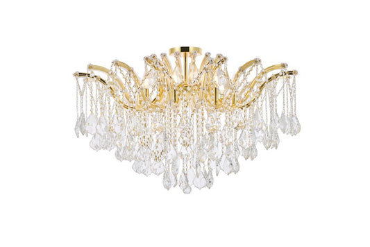 Elegant Furniture & Lighting - Maria Theresa 8 light Gold Flush Mount Clear Royal Cut Crystal - 2800F36G/RC veiw 1