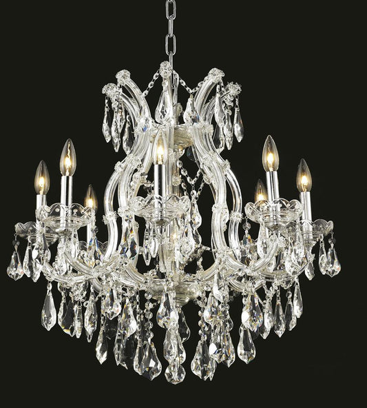 Elegant Furniture & Lighting - Maria Theresa 9 light Chrome Chandelier Clear Royal Cut Crystal - 2801D26C/RC veiw 1