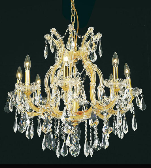 Elegant Furniture & Lighting - Maria Theresa 9 light Gold Chandelier Clear Royal Cut Crystal - 2801D26G/RC veiw 1