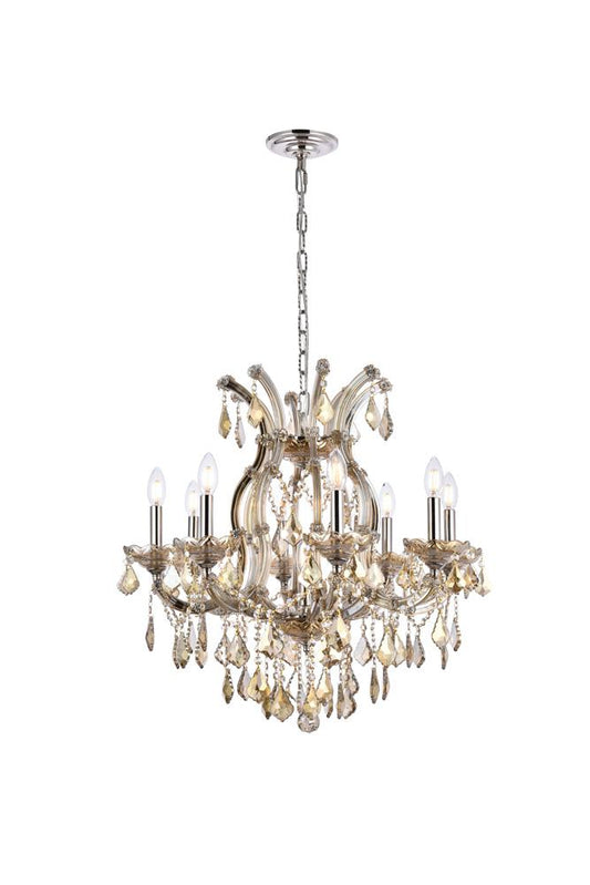Elegant Furniture & Lighting - Maria Theresa 9 light Golden Teak Chandelier Golden Teak (Smoky) Royal Cut Crystal - 2800D26GT-GT/RC veiw 1