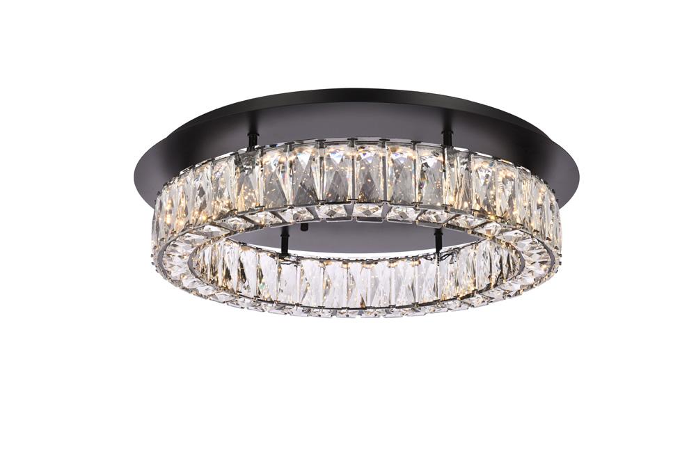 Elegant Furniture & Lighting - Monroe 22 inch LED Single flush mount in black - 3503F22BK veiw 1