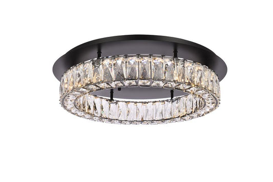 Elegant Furniture & Lighting - Monroe 22 inch LED Single flush mount in black - 3503F22BK veiw 1
