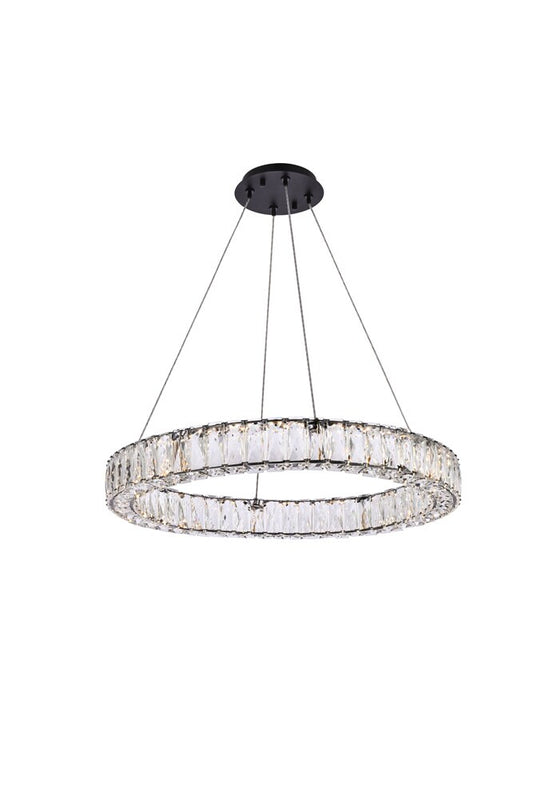 Elegant Furniture & Lighting - Monroe 26 inch LED round Single pendant in black - 3503D26BK veiw 1