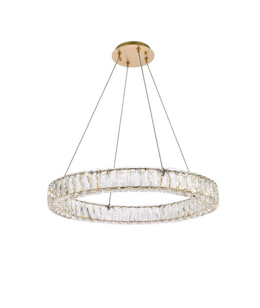 Elegant Furniture & Lighting - Monroe 26 inch LED round Single pendant in gold - 3503D26G veiw 1
