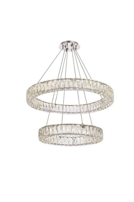 Elegant Furniture & Lighting - Monroe 28 inch LED double ring chandelier in chrome - 3503G28C veiw 1