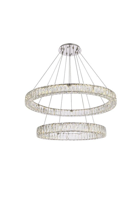 Elegant Furniture & Lighting - Monroe 36 inch LED double ring chandelier in chrome - 3503G36C veiw 1