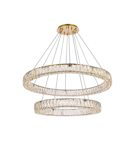 Elegant Furniture & Lighting - Monroe 36 inch LED double ring chandelier in gold - 3503G36G veiw 1