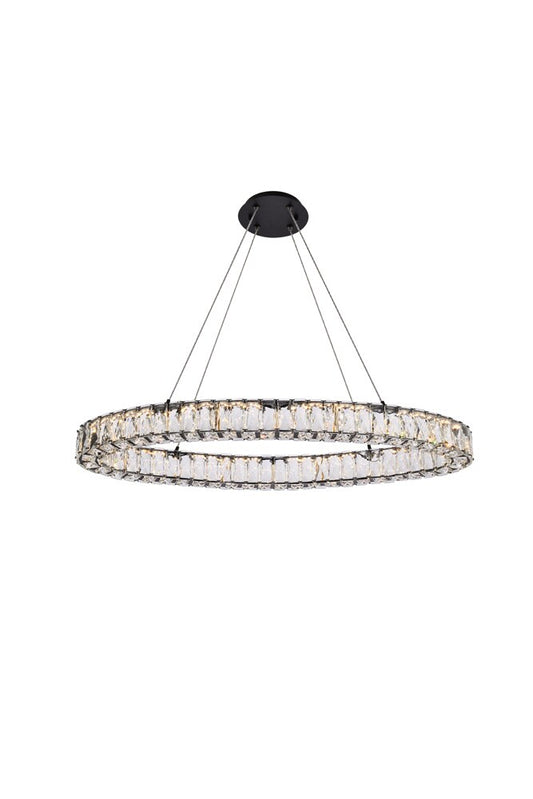 Elegant Furniture & Lighting - Monroe 36 inch LED oval Single pendant in black - 3503D36BK veiw 1