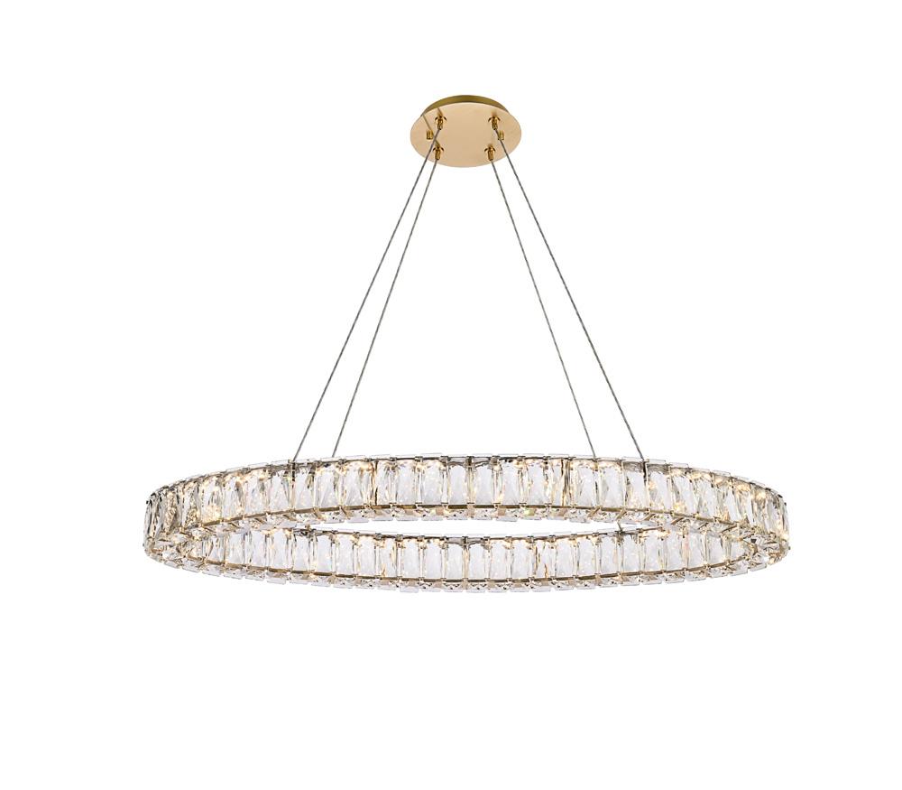 Elegant Furniture & Lighting - Monroe 36 inch LED oval Single pendant in gold - 3503D36G veiw 1