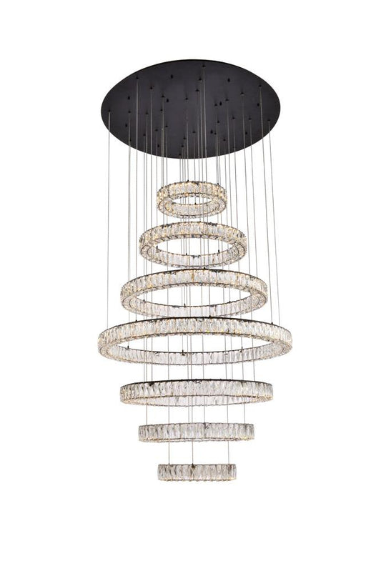 Elegant Furniture & Lighting - Monroe 40 inch LED seven ring chandelier in black - 3503G7LBK veiw 1